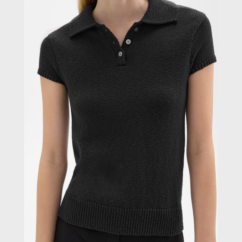Cap Sleeve Polo in Cotton-Wool Bouclé 5