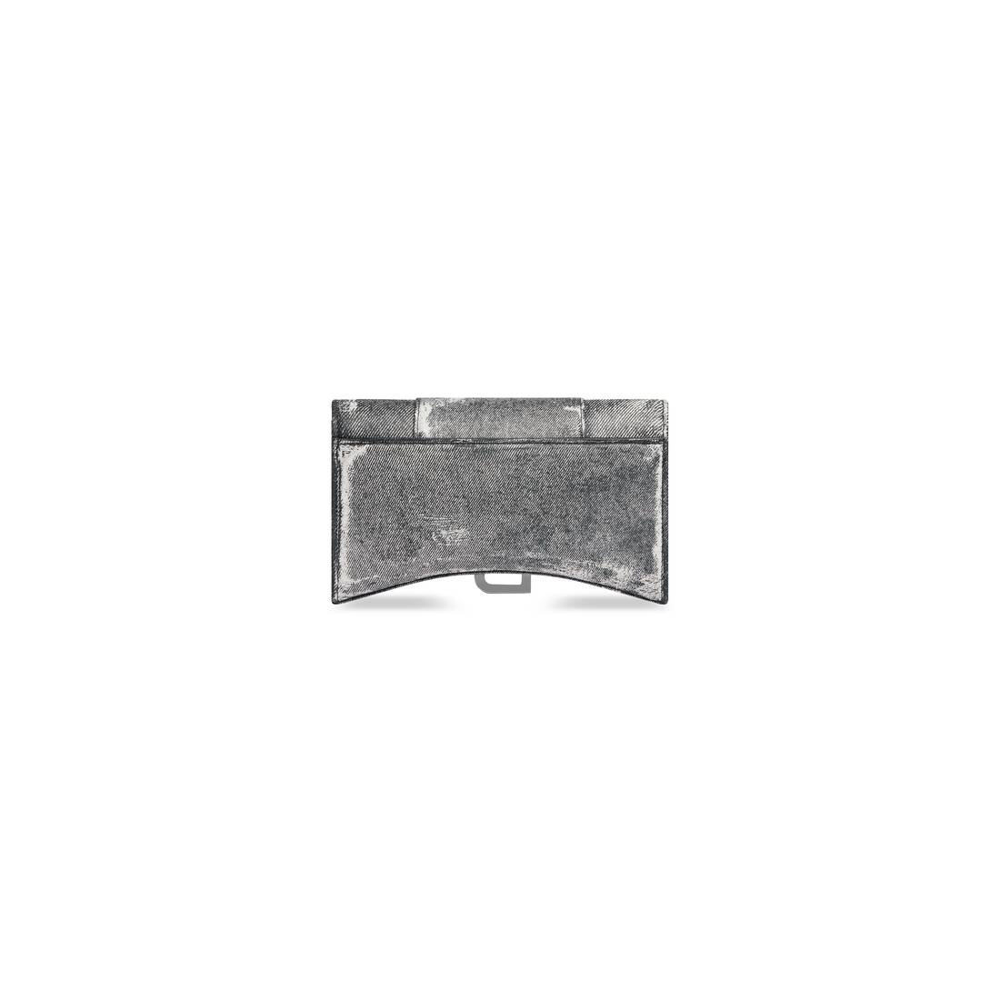 Women's Hourglass Wallet On Chain In Denim Printed in Black - 4