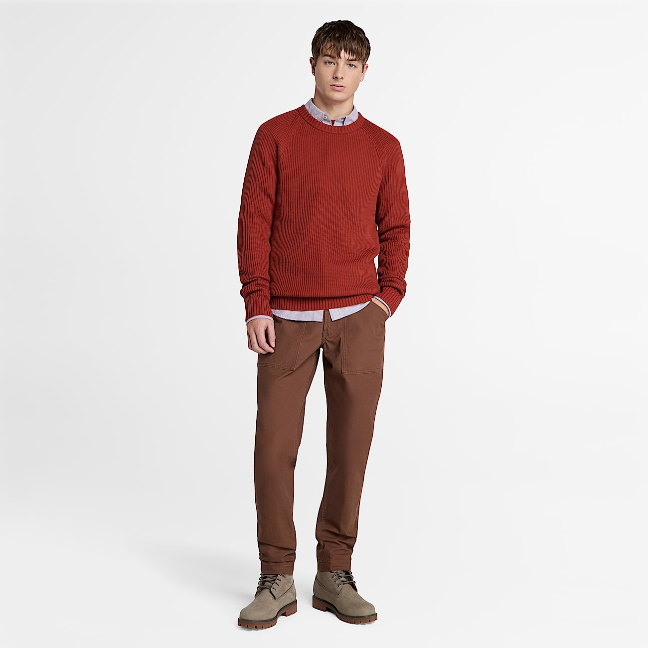 Men's Raglan Sleeve Ribbed Sweater - 3