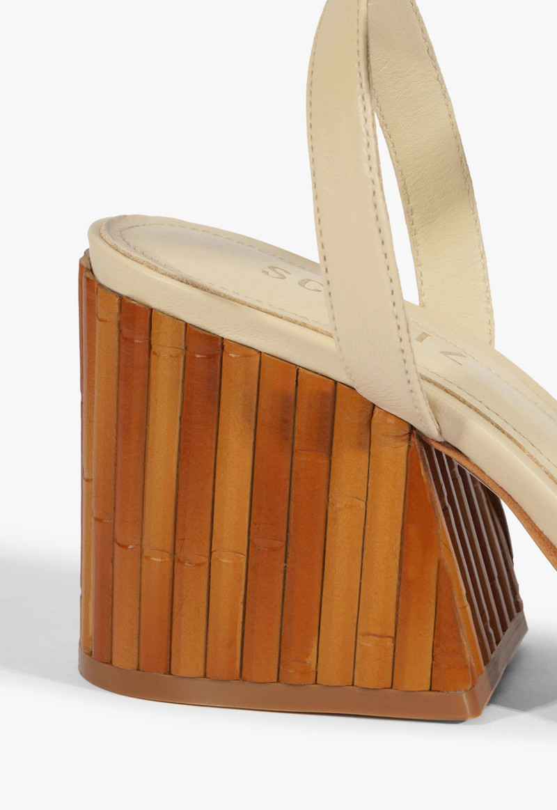 Enola Bamboo Mid Block Leather Sandal 7