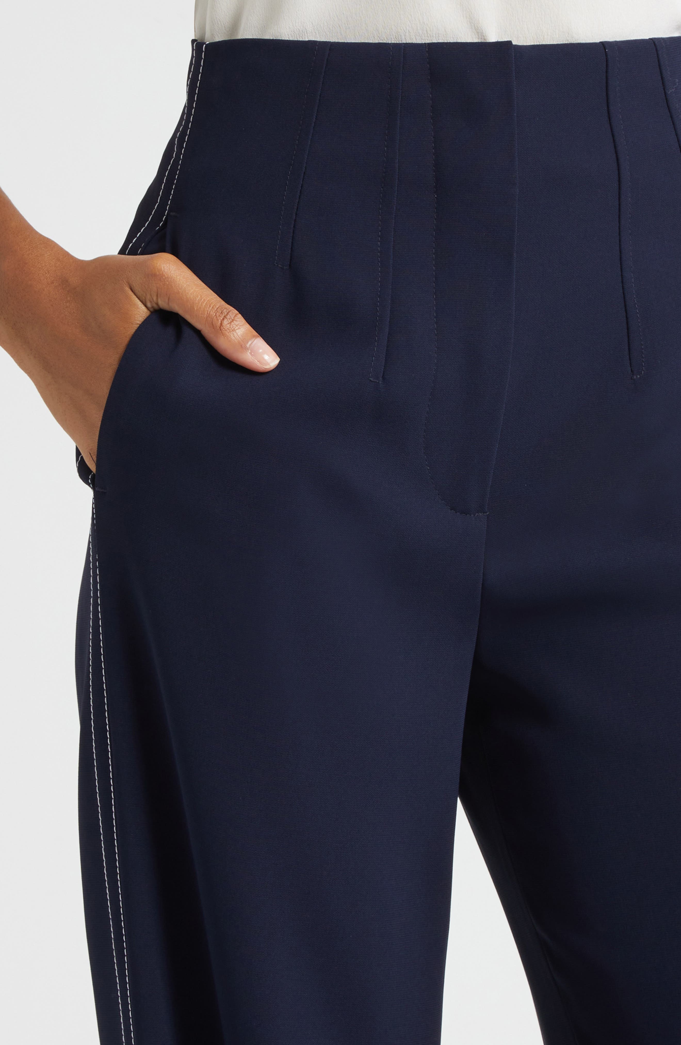 Veronica Beard Elin Clean Waist Pants in Navy at Nordstrom - 5