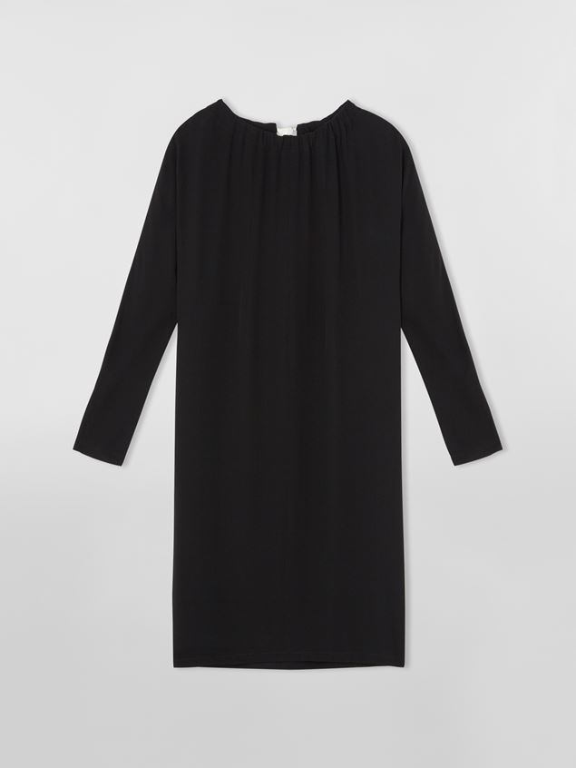CREPE ENVERS SATIN DRESS WITH CONTRAST BOW - 1