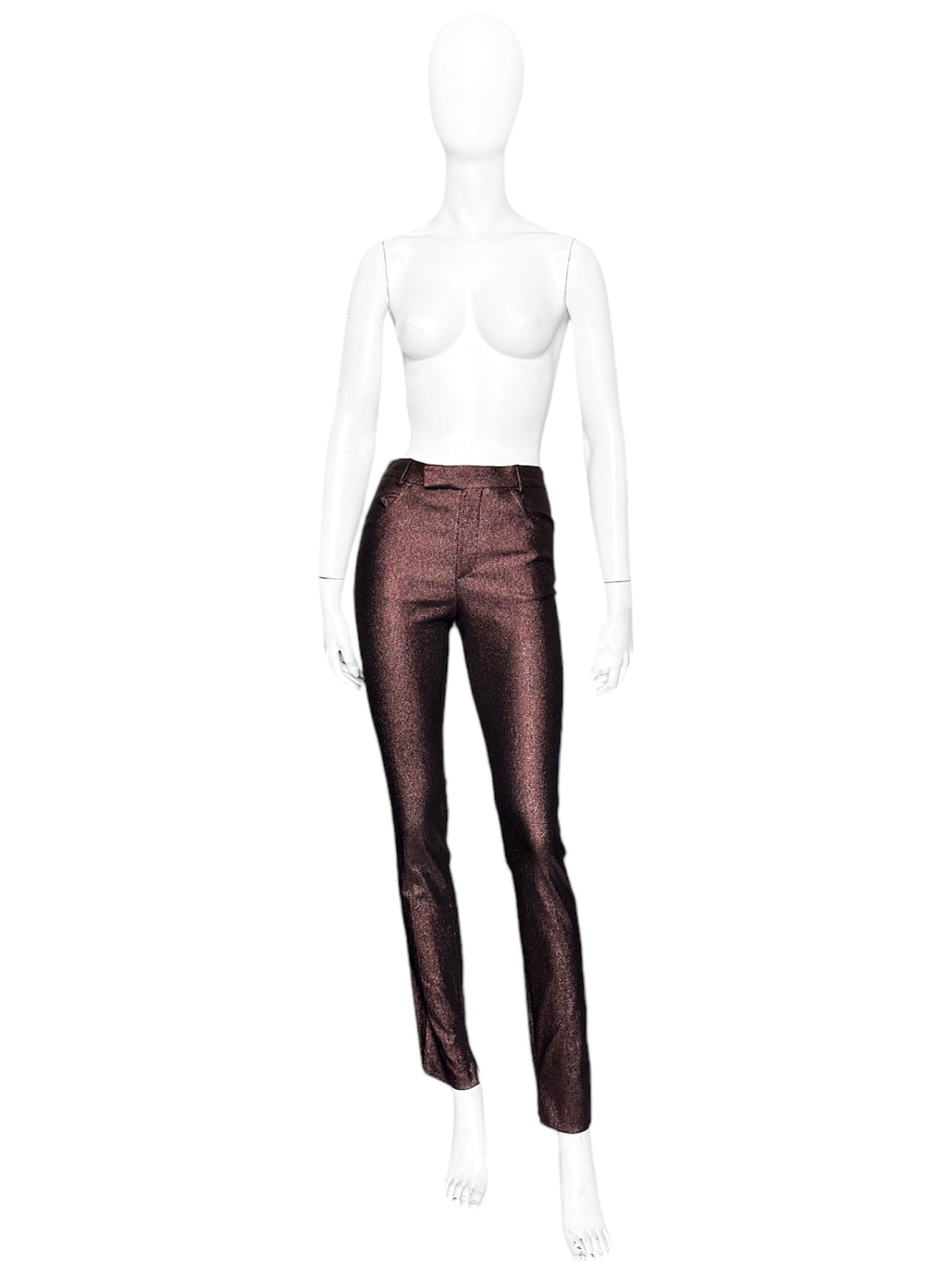 Gucci Spring 1997 Tom Ford Metallic Brown Glitter Lurex Pants 40 - 3