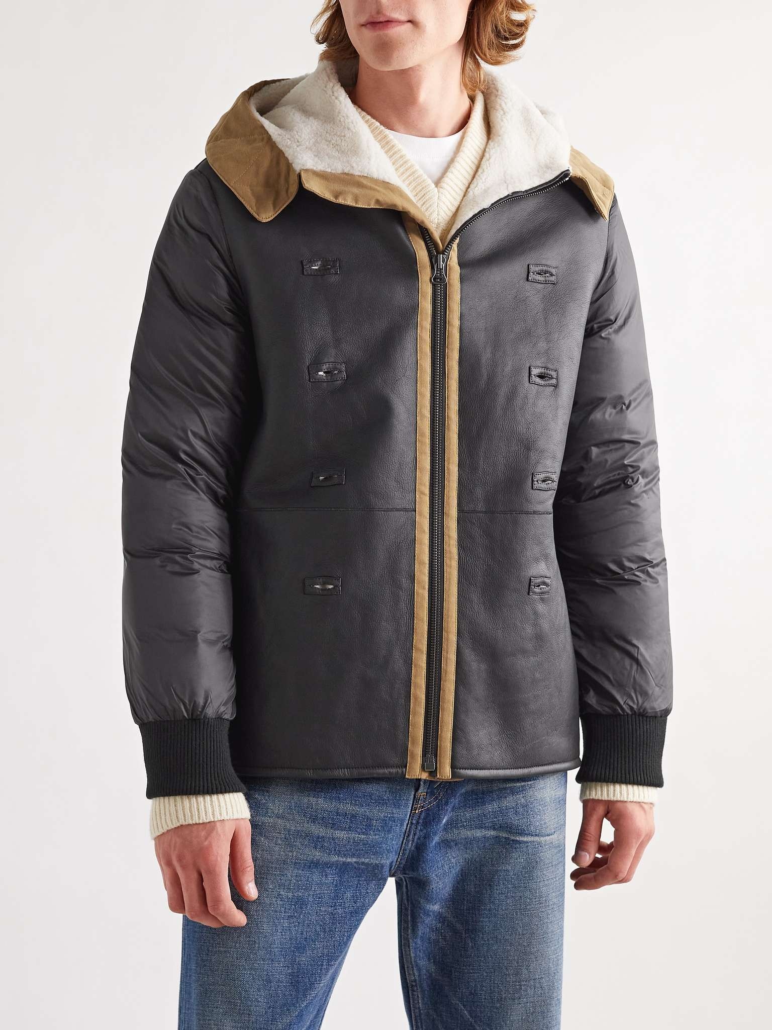 Cotton-Twill Parka with Detachable Shearling and Shell Hooded Down Liner - 6