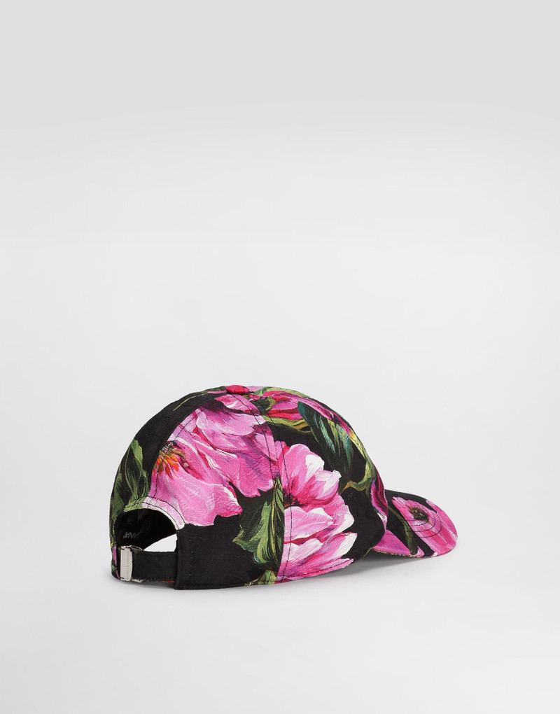 Dolce & Gabbana Cotton jacquard baseball cap with a peony print and Dolce&Gabbana logo embroidery outlook