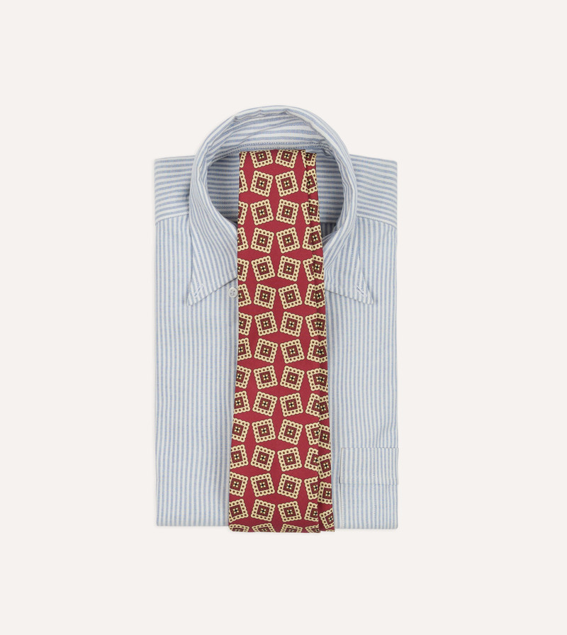 Drake's Red Jumbled Medallion Print Silk Self Tipped Tie outlook