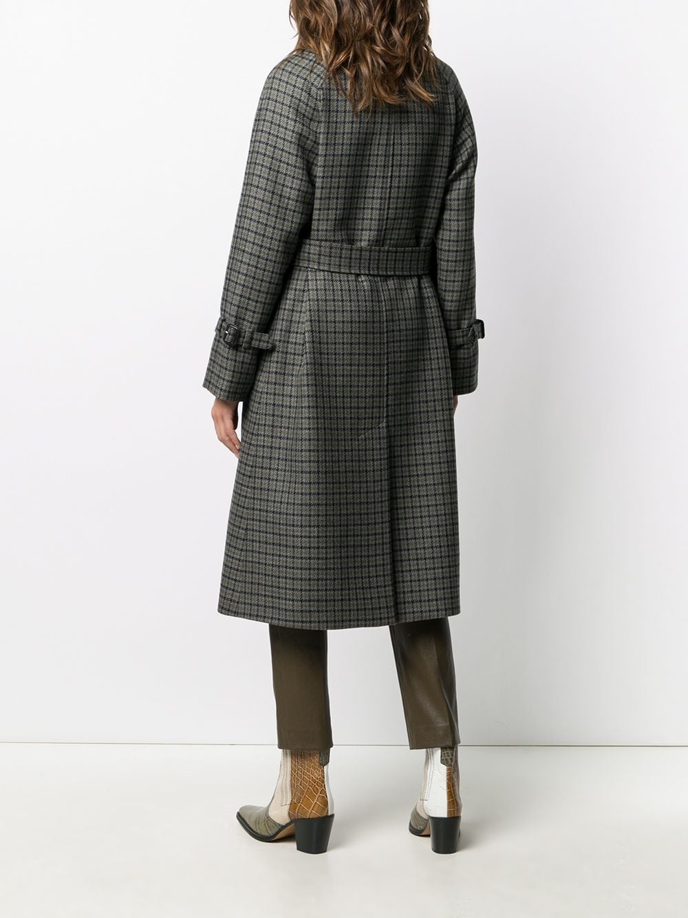 check belted wool coat - 4