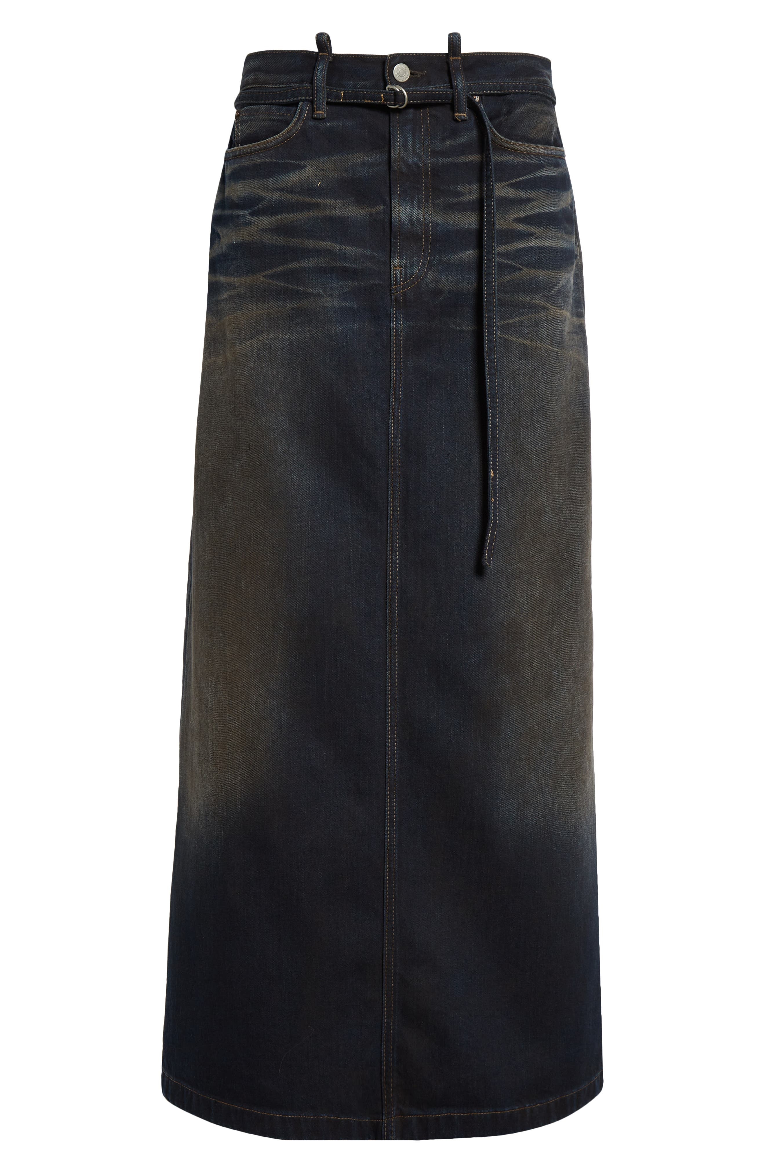 Acne Studios Talia Darkside Belted Denim Maxi Skirt in Dark Blue at Nordstrom - 6
