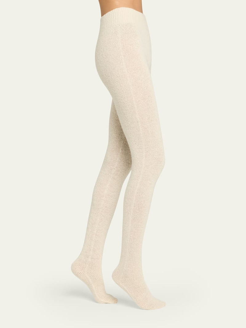 Mumu Speckled Cashmere Knit Footed Tights 1
