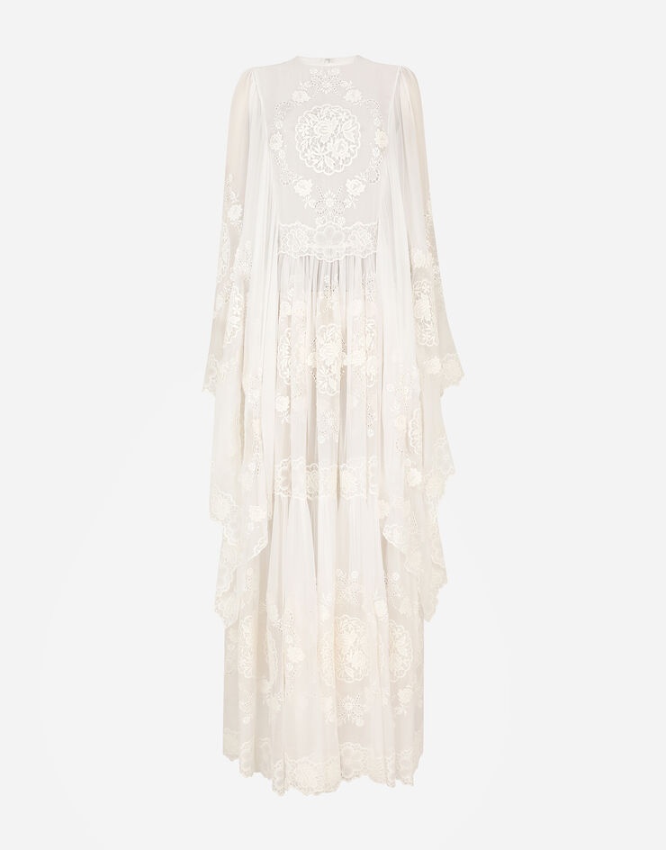 Long embroidered chiffon dress - 3