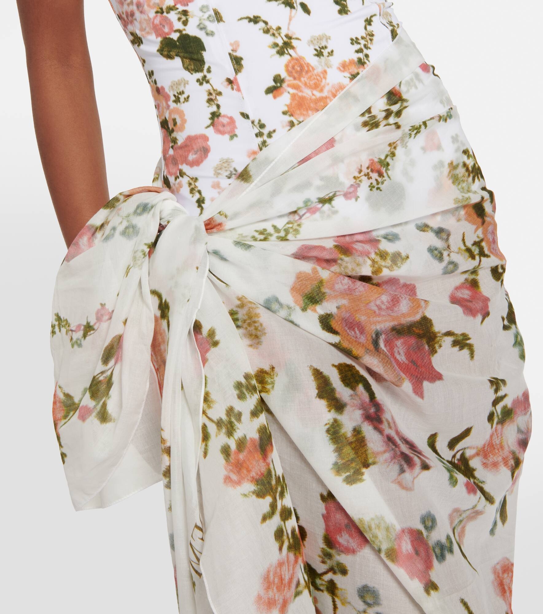 Floral cotton voile beach cover-up - 4