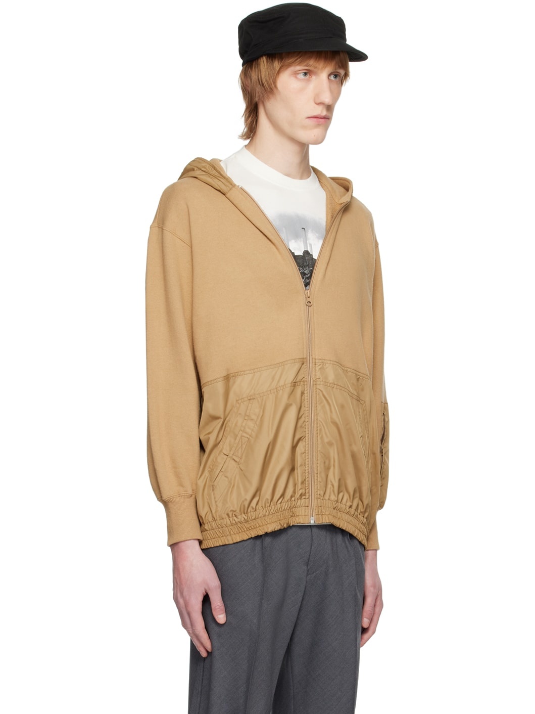 Beige Zip-Up Hoodie - 2