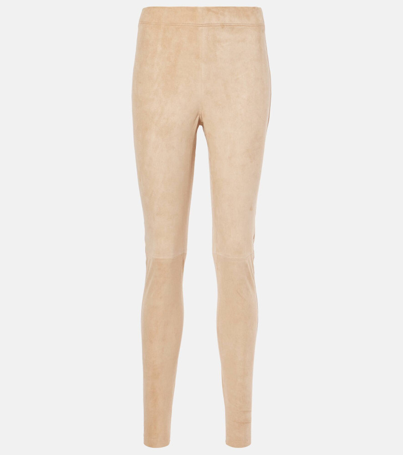 Mid-rise suede leggings - 1