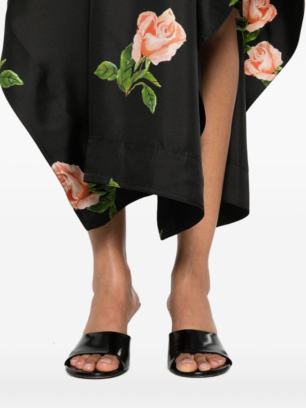 rose-print drape-hem skirt - 5