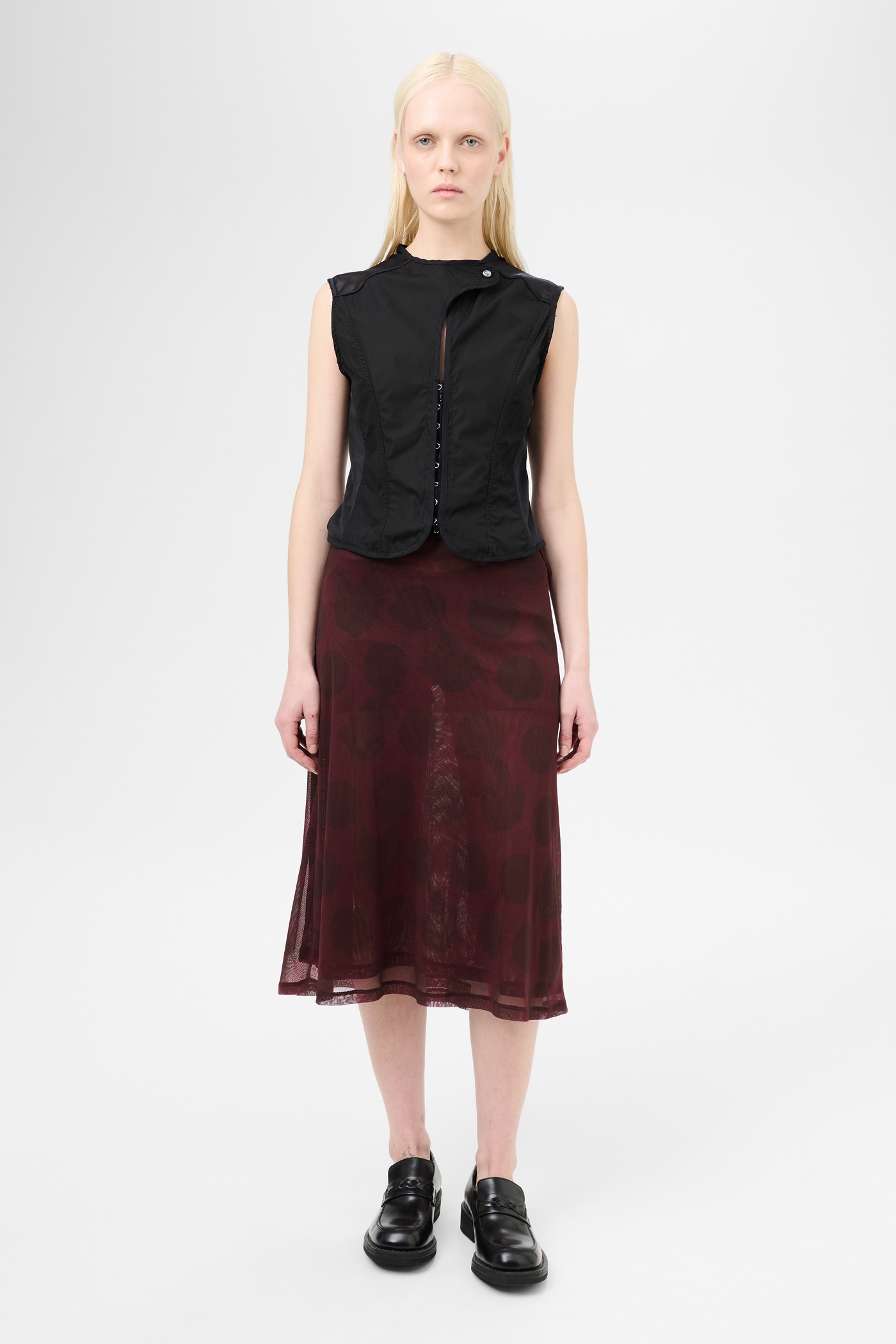 Ballon Skirt Dotted Pink Print Mesh - 2