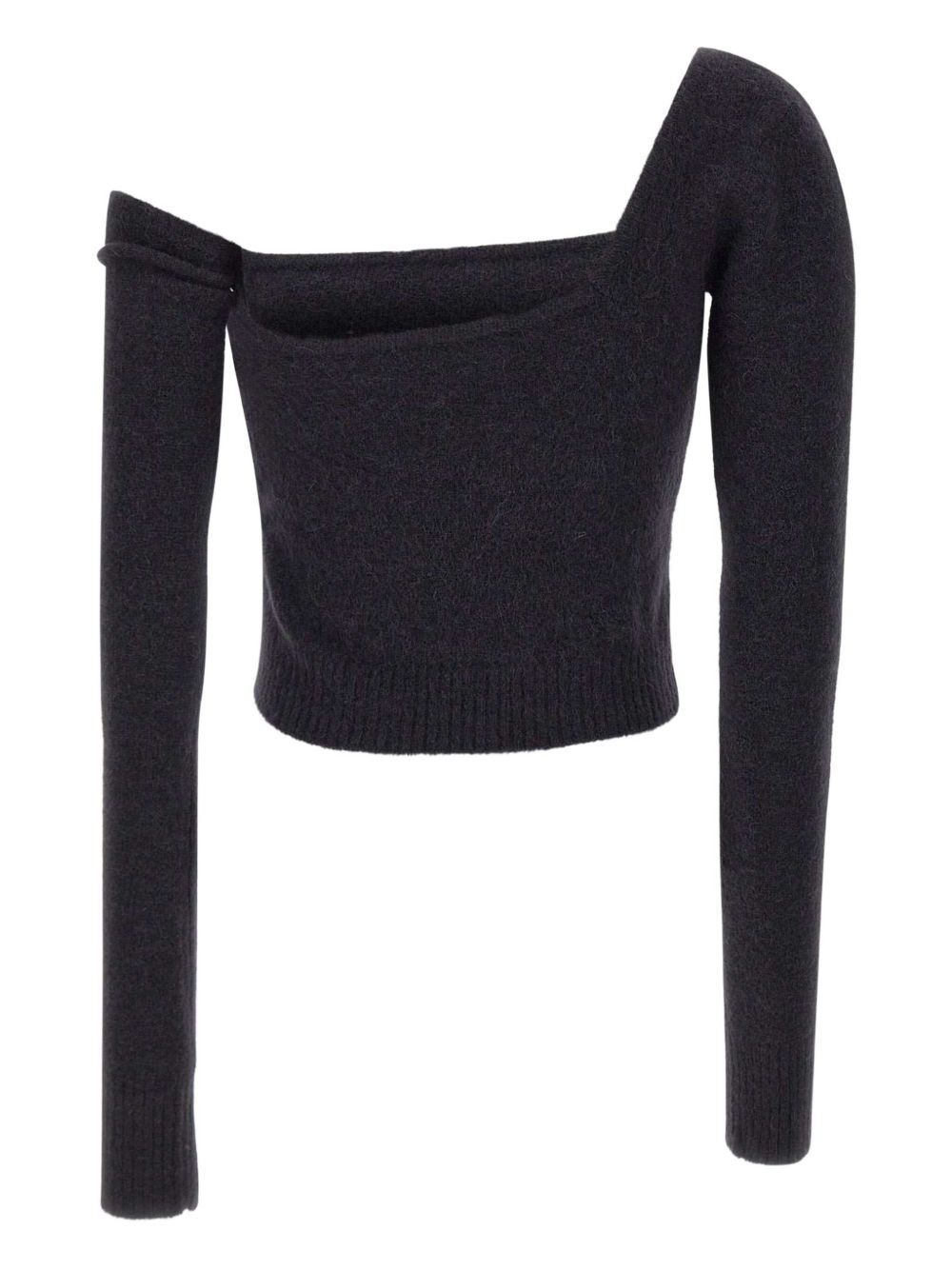 flower-embellished one-shoulder sweater - 2