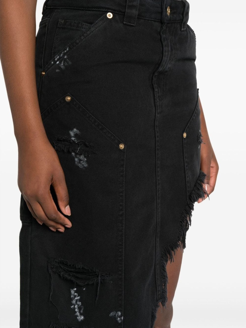Workwear distressed asymmetric-hem skirt 5