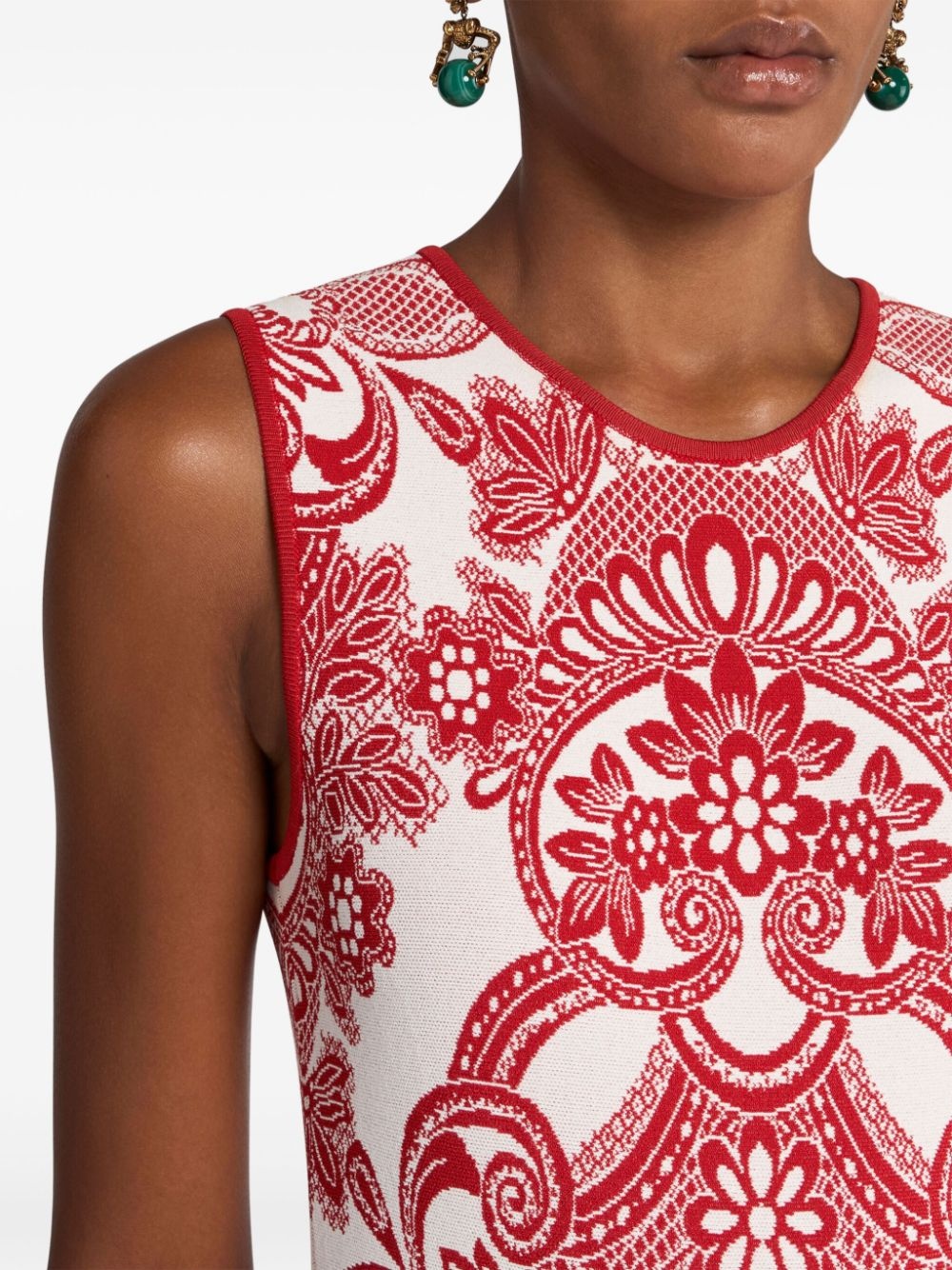 patterned-jacquard midi dress - 5