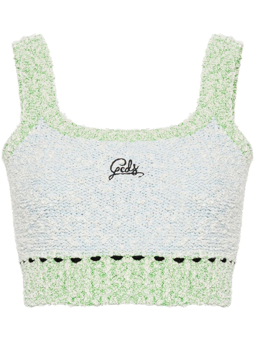 logo-embroidered bouclÃ© cropped top - 1