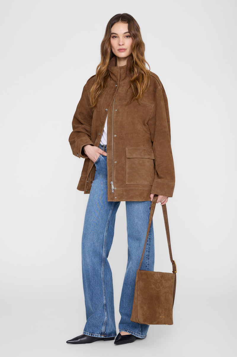 ANINE BING Elly Medium Bucket Bag Suede - Tobacco outlook