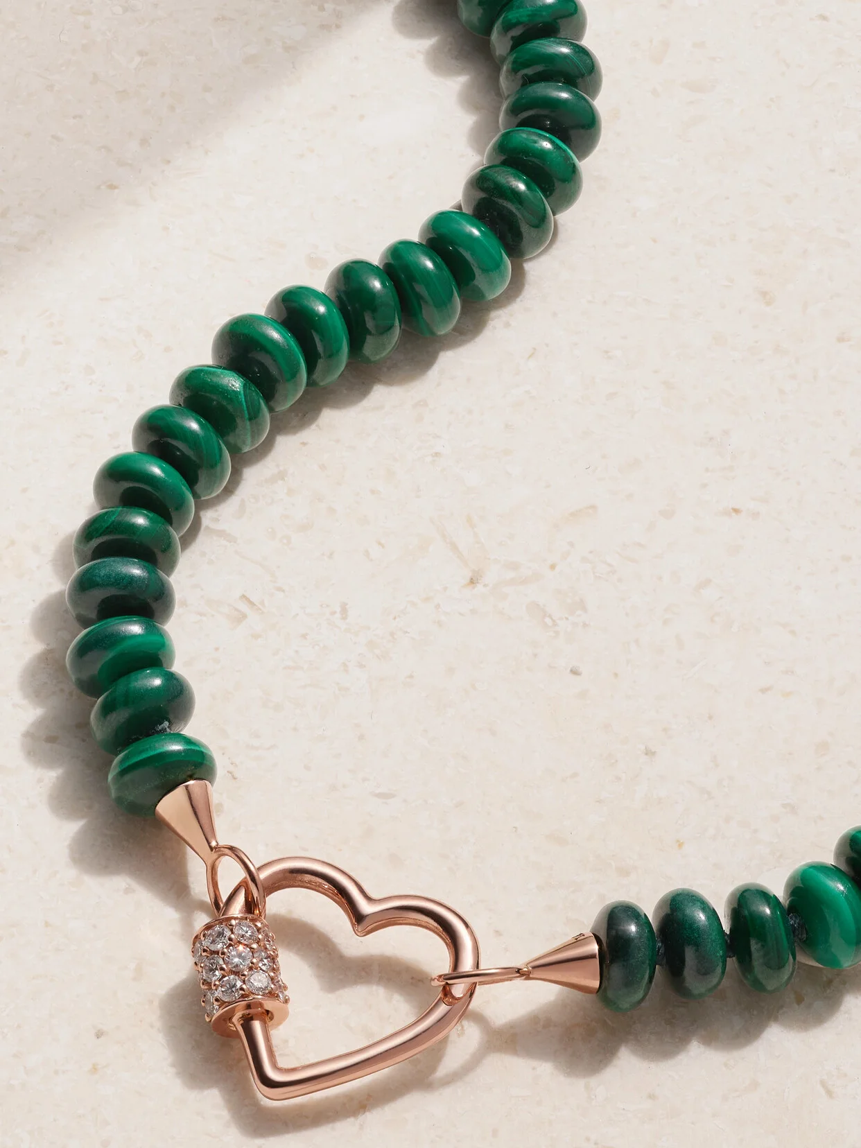 14-karat Rose Gold, Malachite And Diamond Necklace - 1