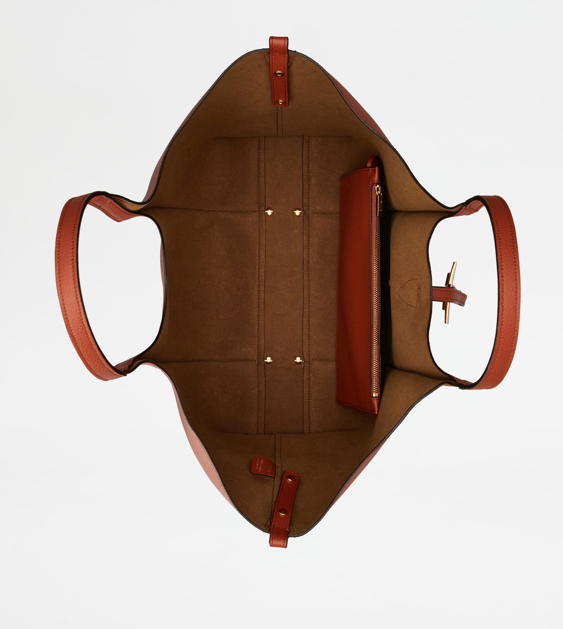 T TIMELESS SHOPPING BAG IN LEATHER MEDIUM - ORANGE - 4