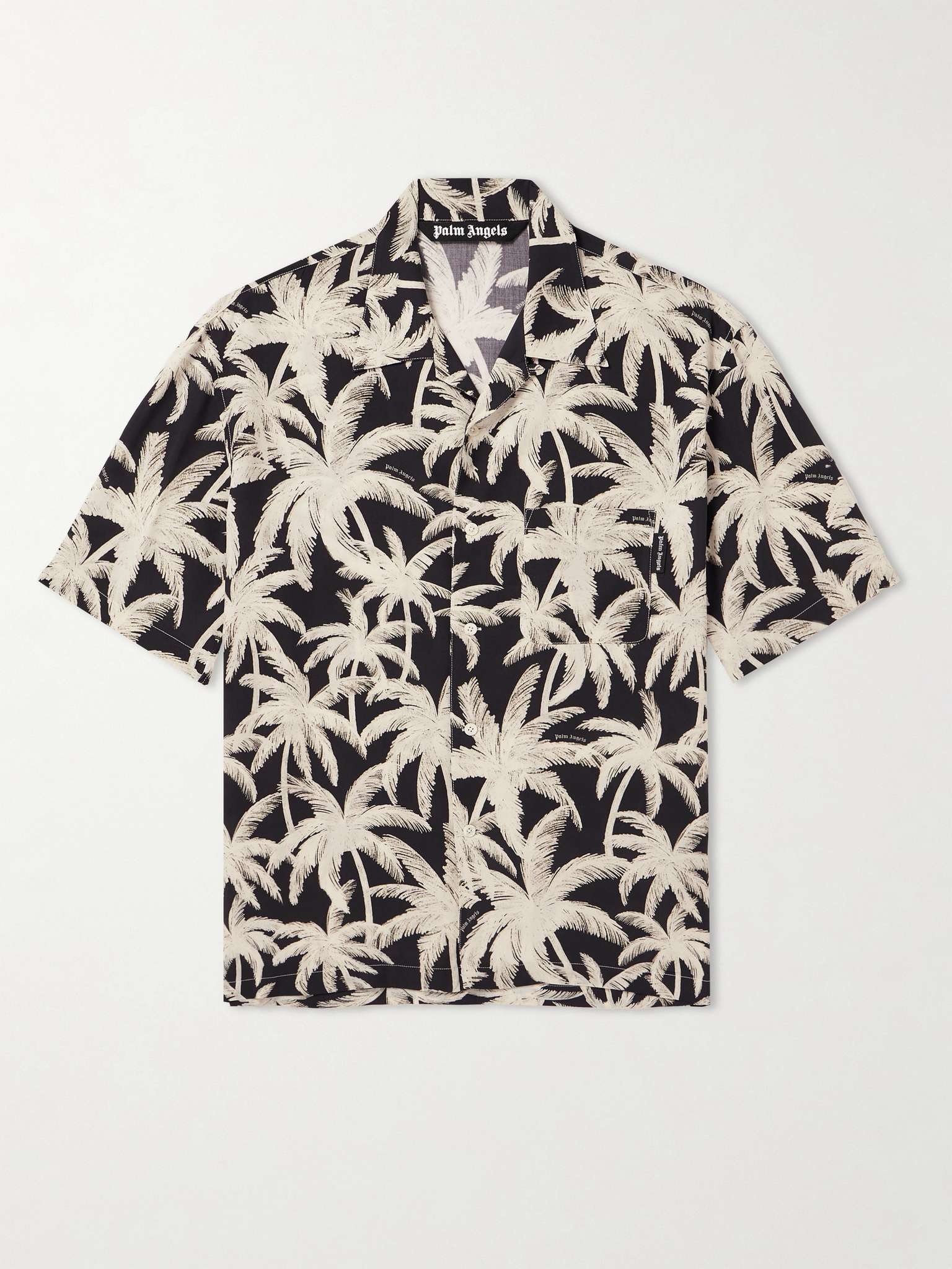 Convertible-Collar Printed Woven Shirt - 1