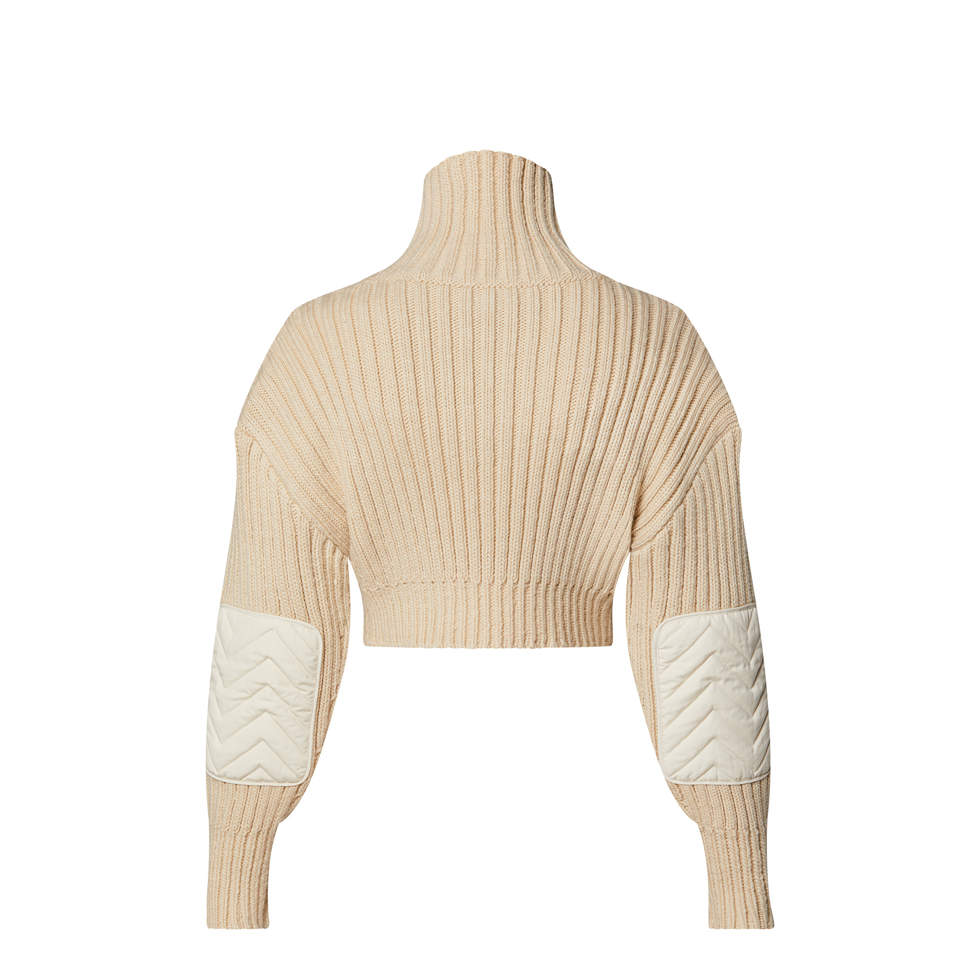 Elbow Patch Cropped Turtleneck Pullover - 3