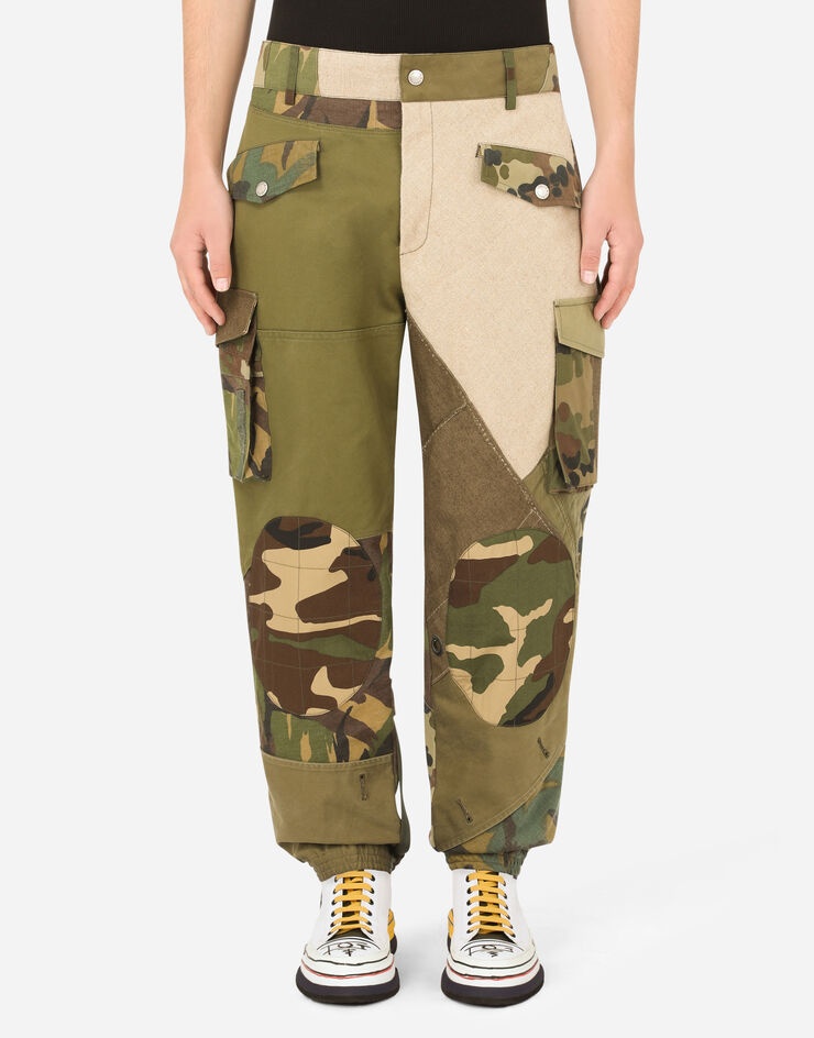 Patchwork cotton cargo pants - 1