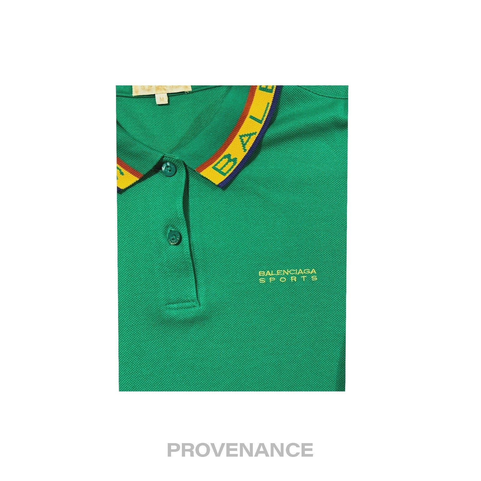 Balenciaga Sports Pique Polo Shirt - Green Embroidered M - 6