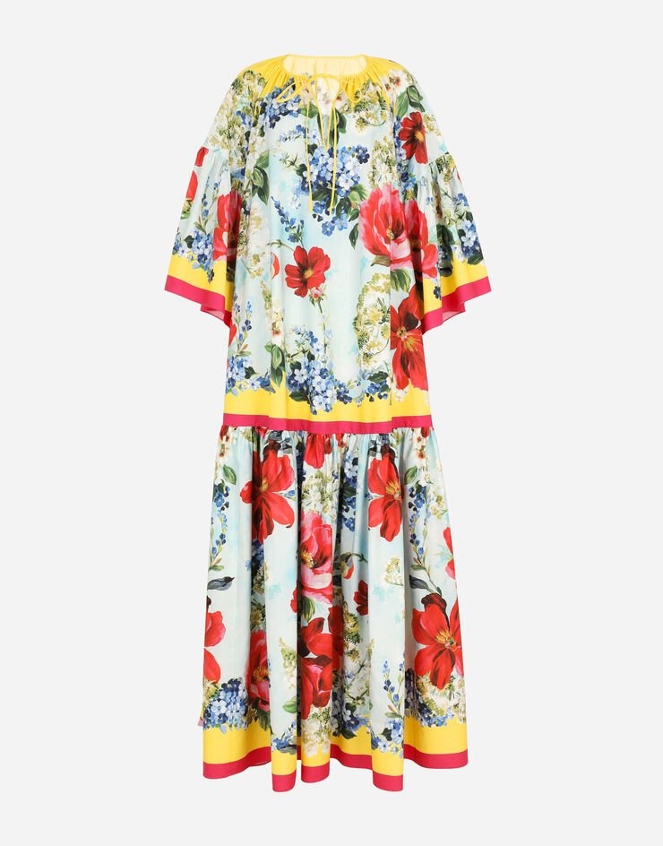 Garden-print poplin caftan - 3