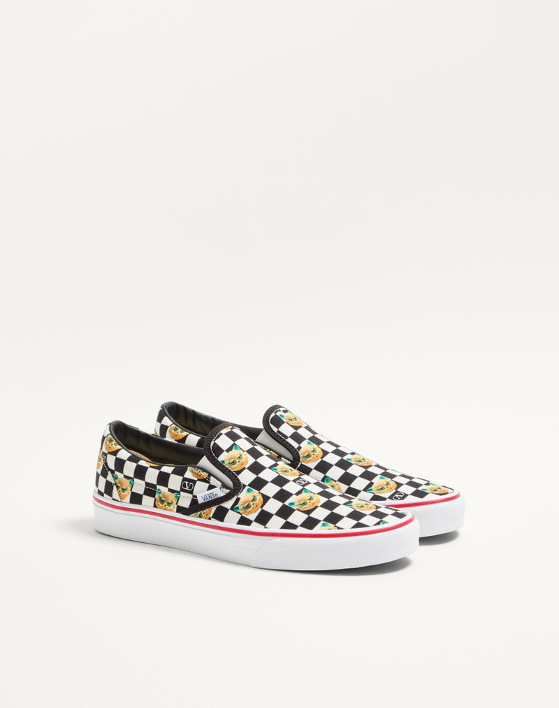 VALENTINO GARAVANI AND VANS SLIP-ON SNEAKER IN FABRIC WITH LE CHAT DE LA MAISON PRINT AND VLOGO CHEC 3