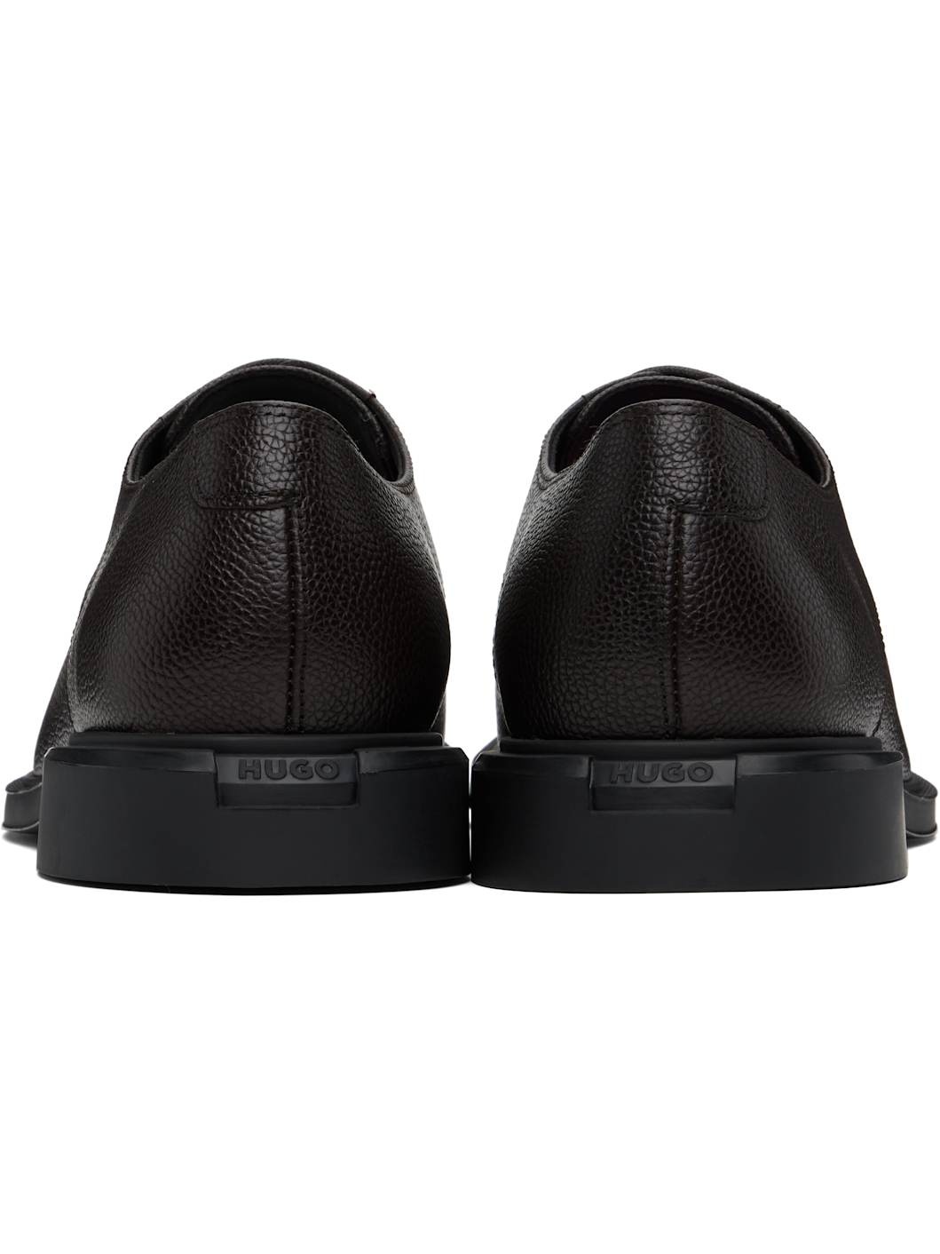 Brown Grained Leather Derbys - 2