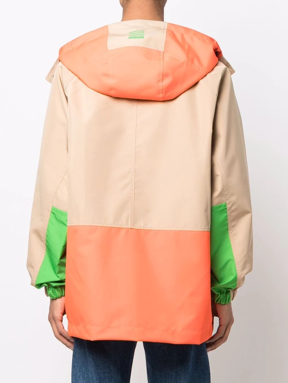 colour-block panel parka coat - 4