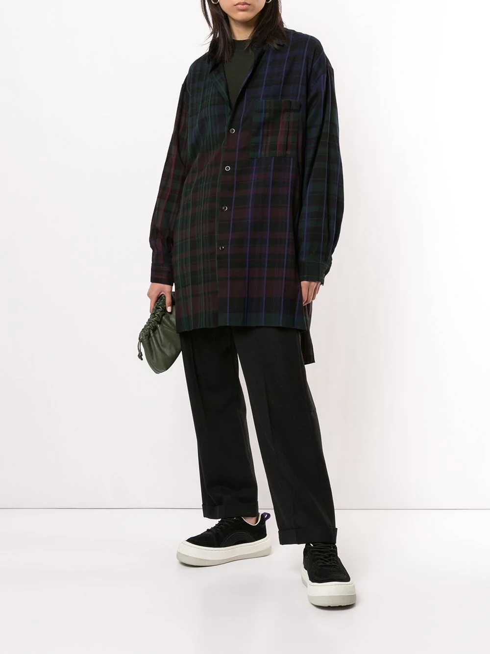 long-line check shirt - 2