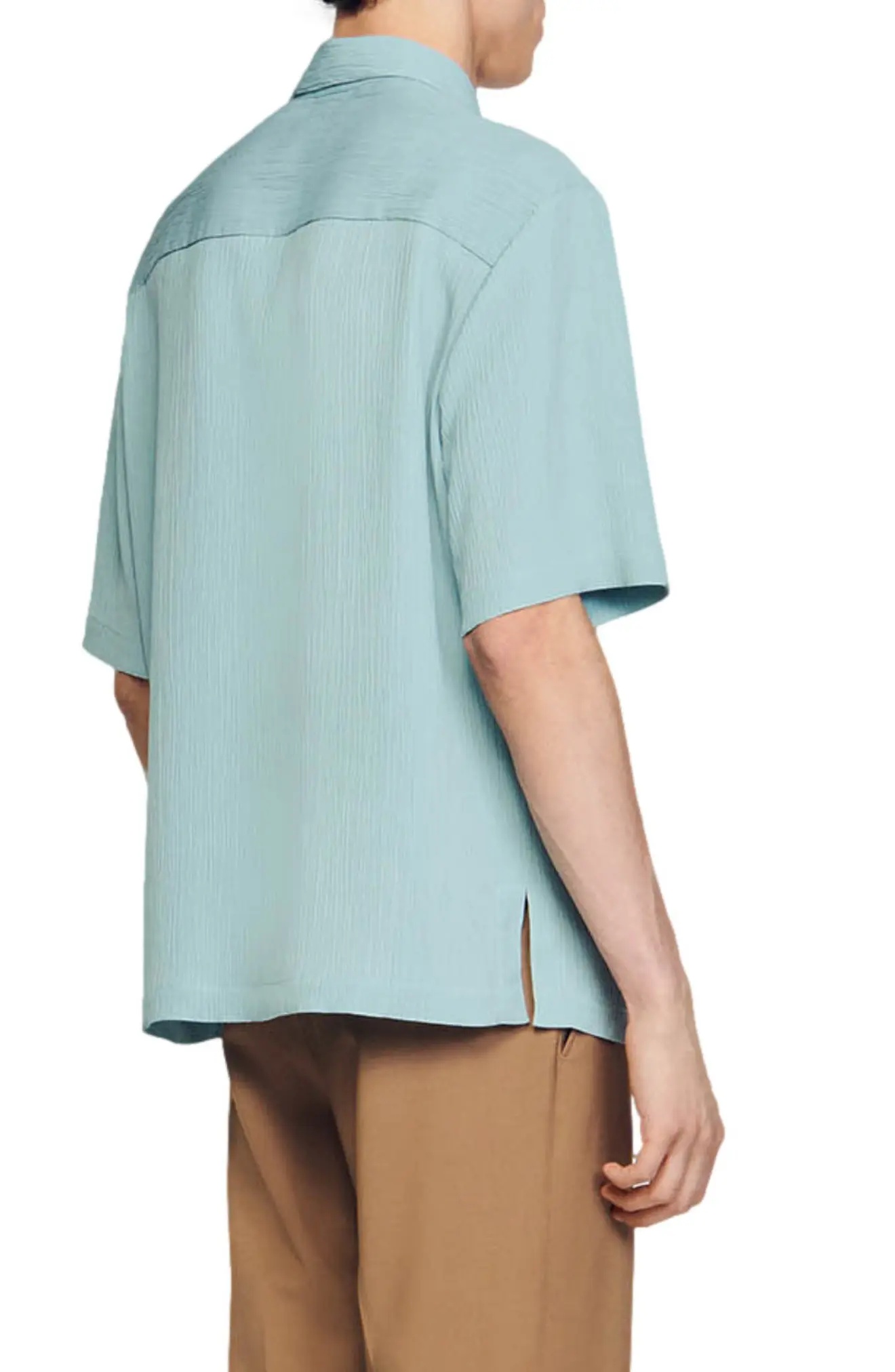 New Pleated Short Sleeve Button-Up Shirt - 3