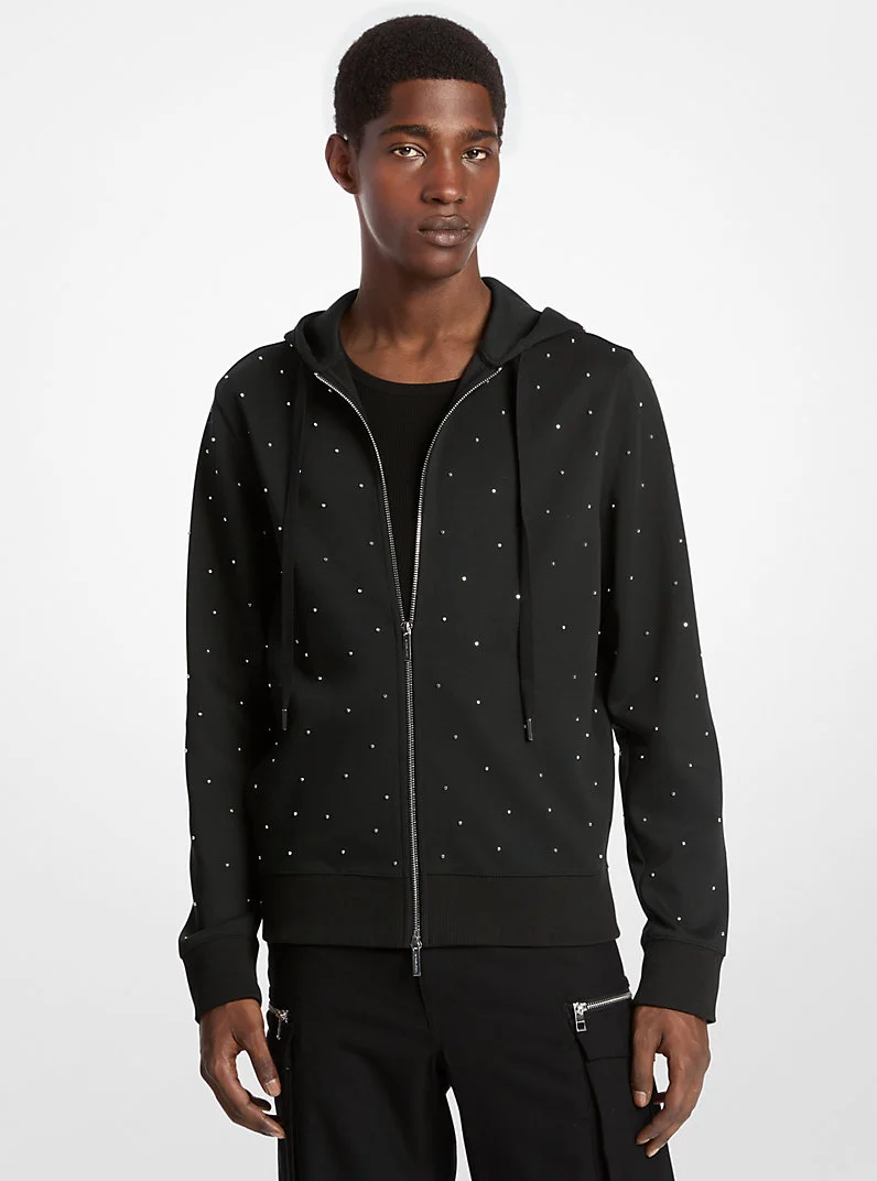 Studded Cotton Blend Hoodie - 1