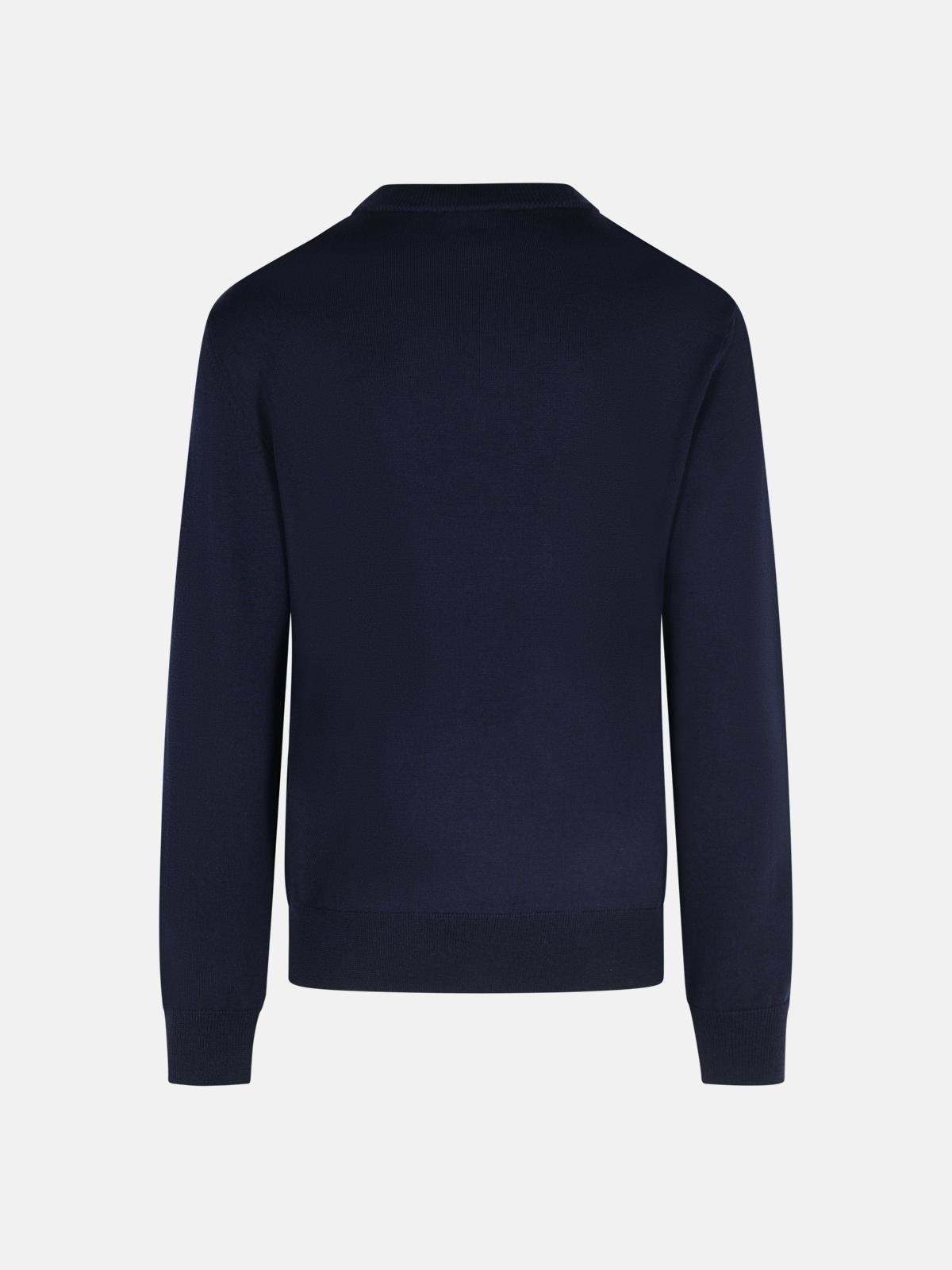 NAVY MERINO WOOL SWEATER - 3