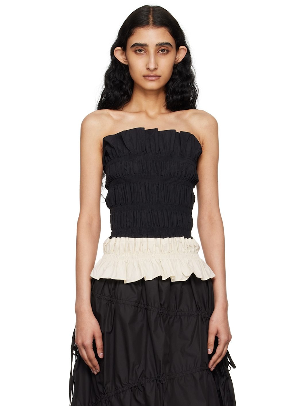 Black & Off-White Mono Tube Top - 1
