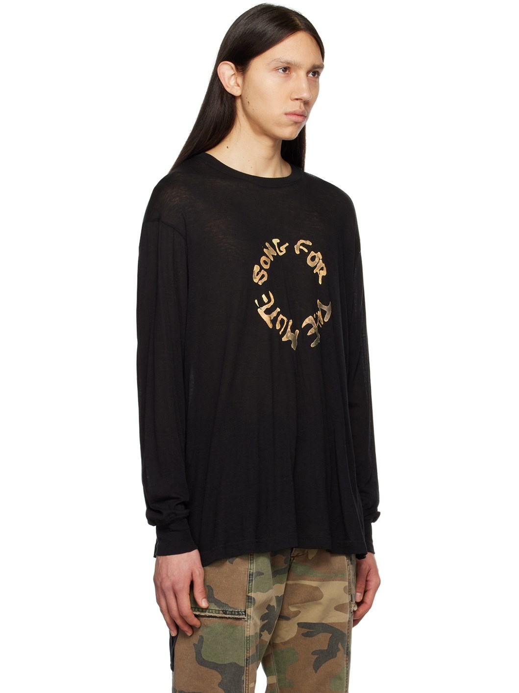 Black Crewneck Long Sleeve T-Shirt - 2