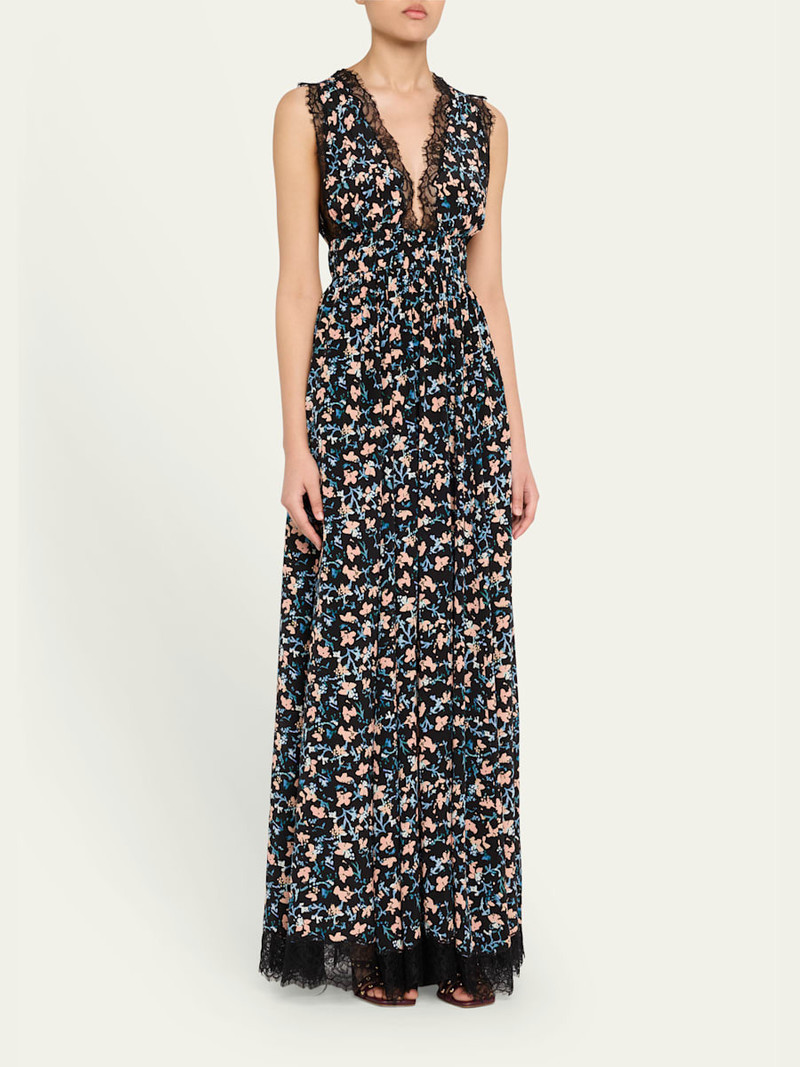 Marguerite V-Neck Silk Lace Gown 4