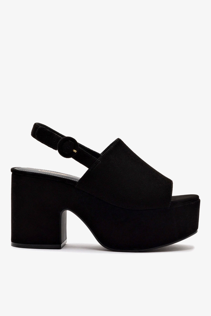Miso Platform Sandal In Black Suede 1