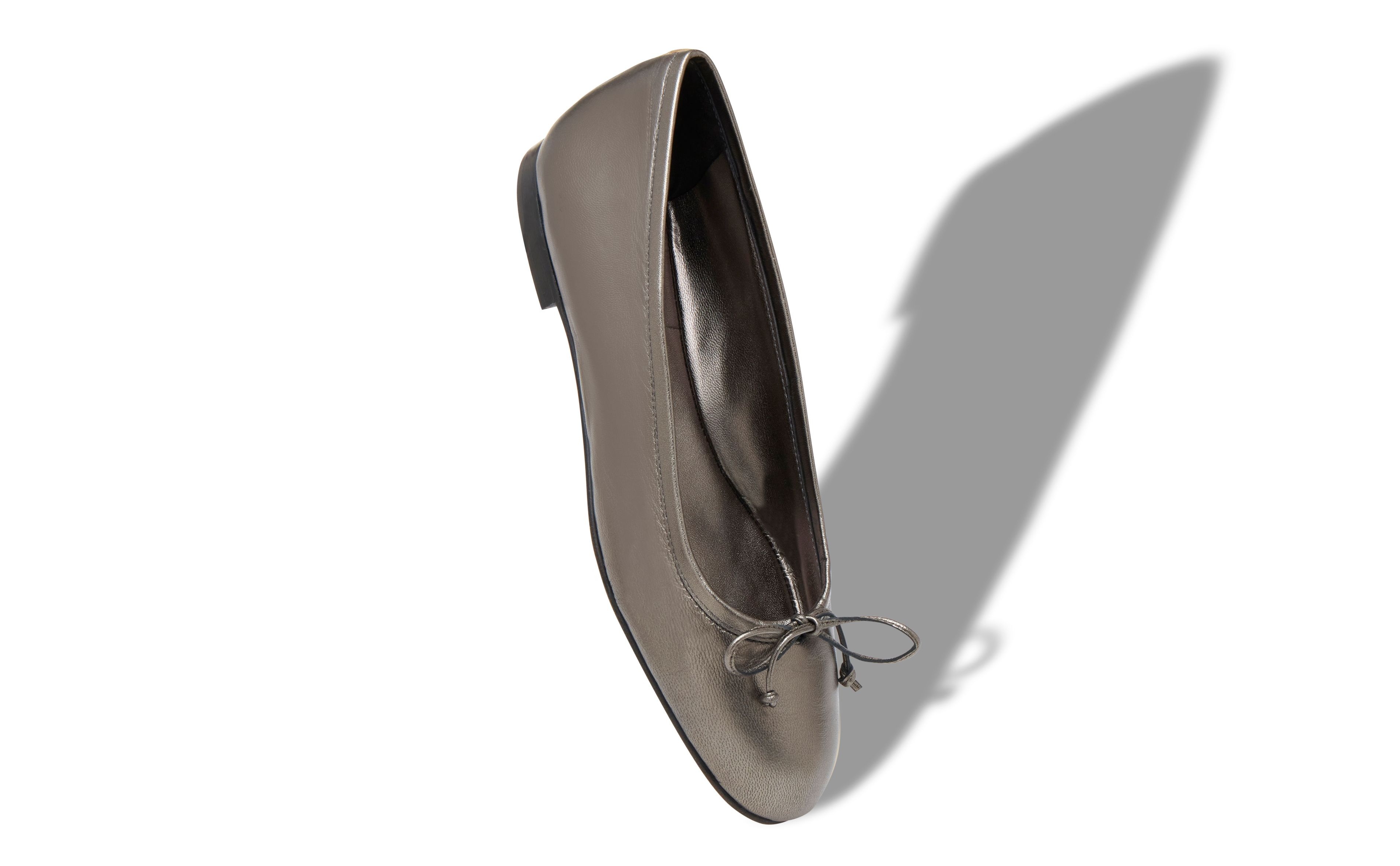 Dark Grey Nappa Leather Ballerina Flats - 2