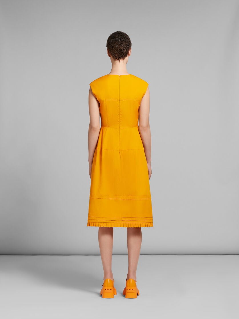 ORANGE BIO POPLIN MIDI DRESS WITH MINI PLEATS - 3