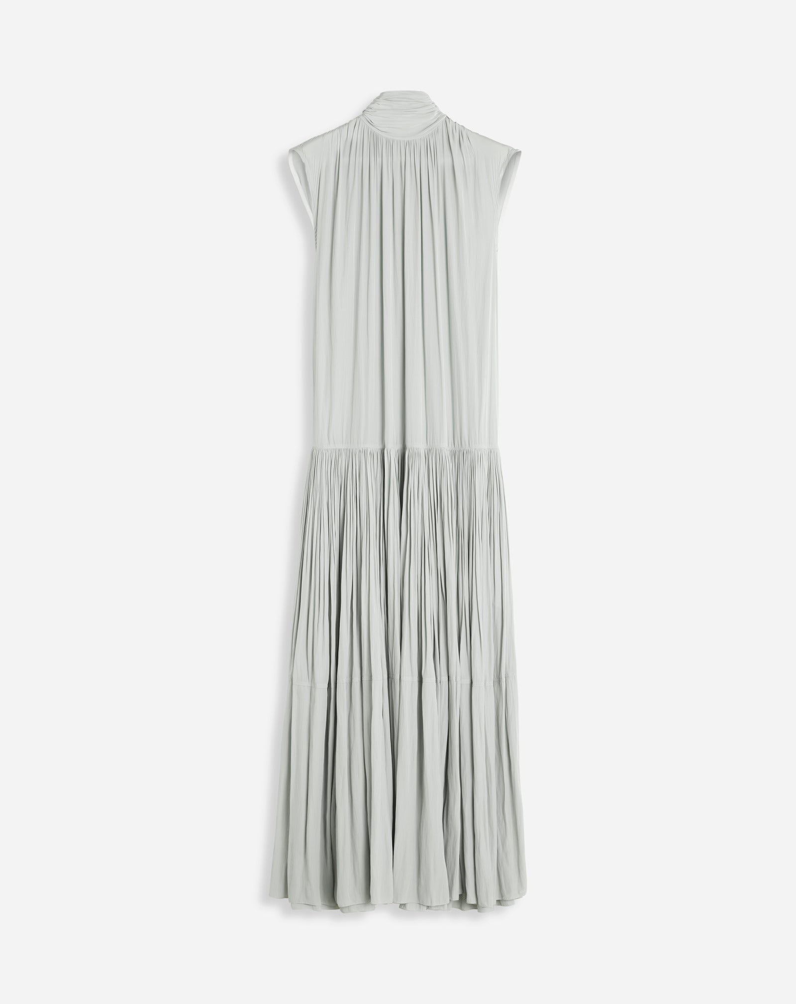 SLEEVELESS TIE NECK MAXI DRESS IN CHARMEUSE - 1