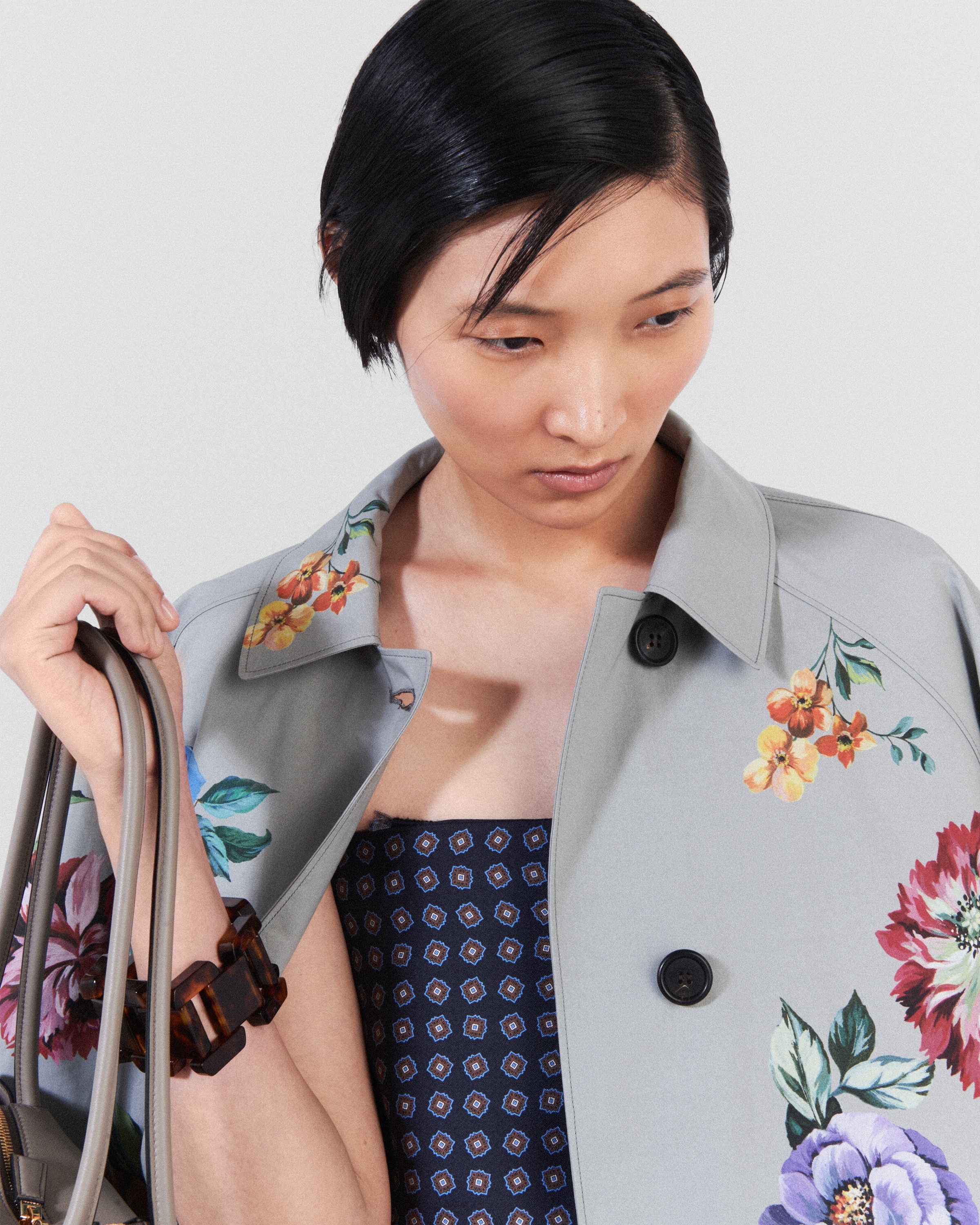 コート Prada Printed cotton single-breasted coat Prada Printed cotton single-breasted coat | REVERSIBLE