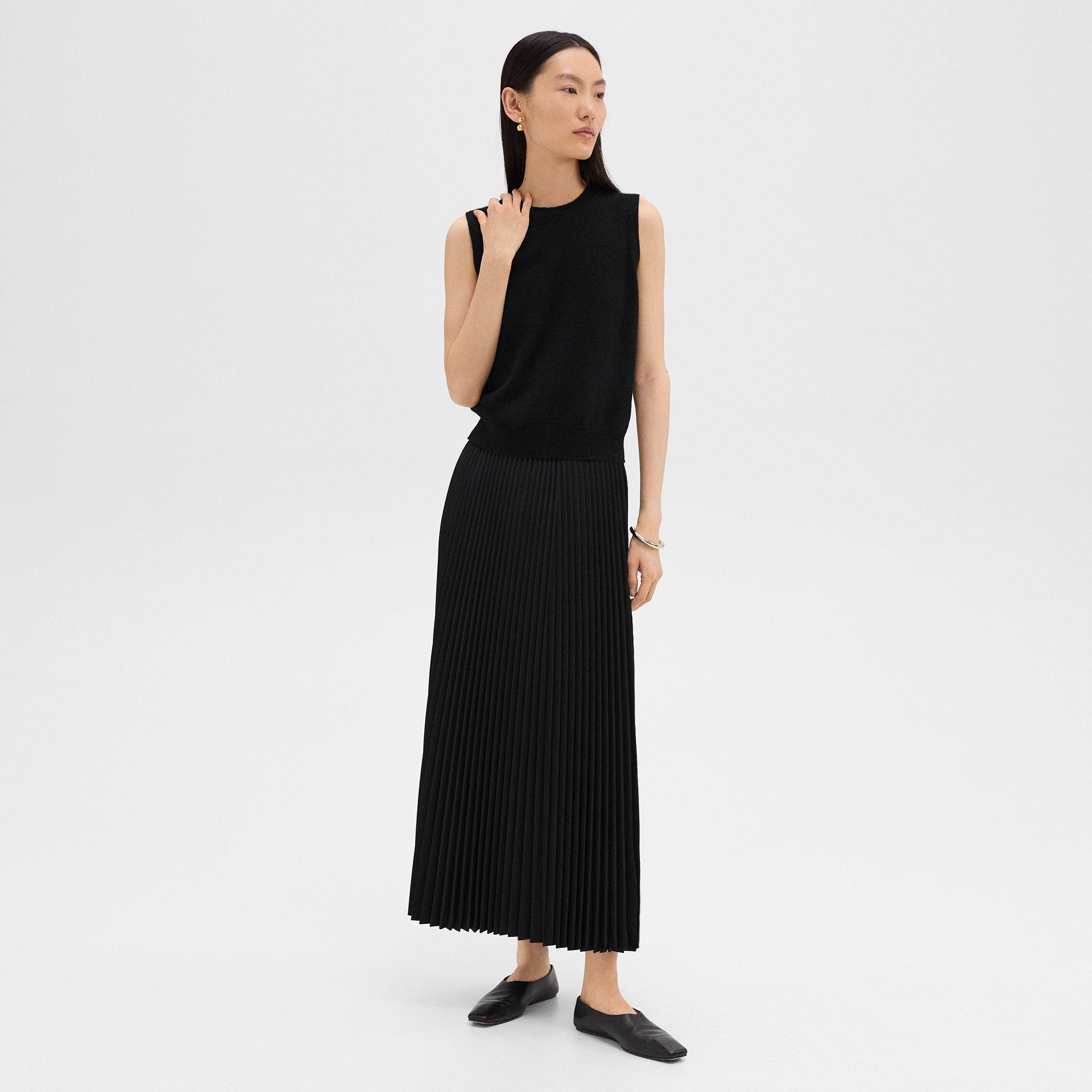 Pleated Pull-On Skirt in Stretch Wool-Blend - 2