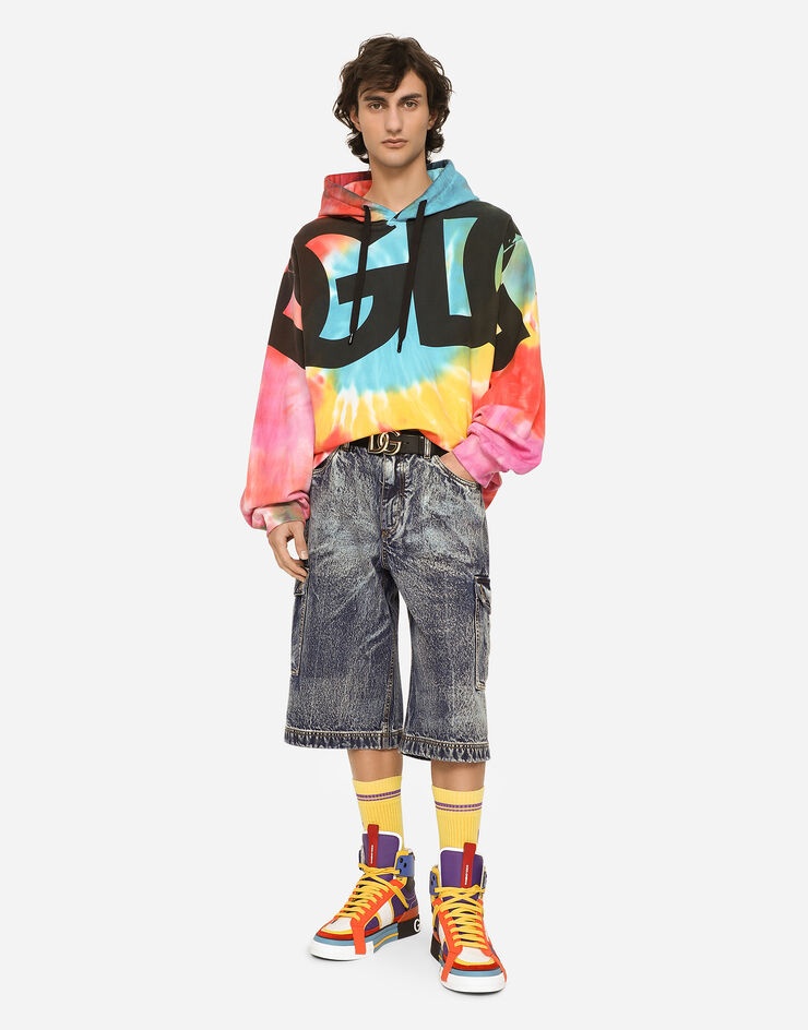 Tie-dye jersey hoodie with print - 2