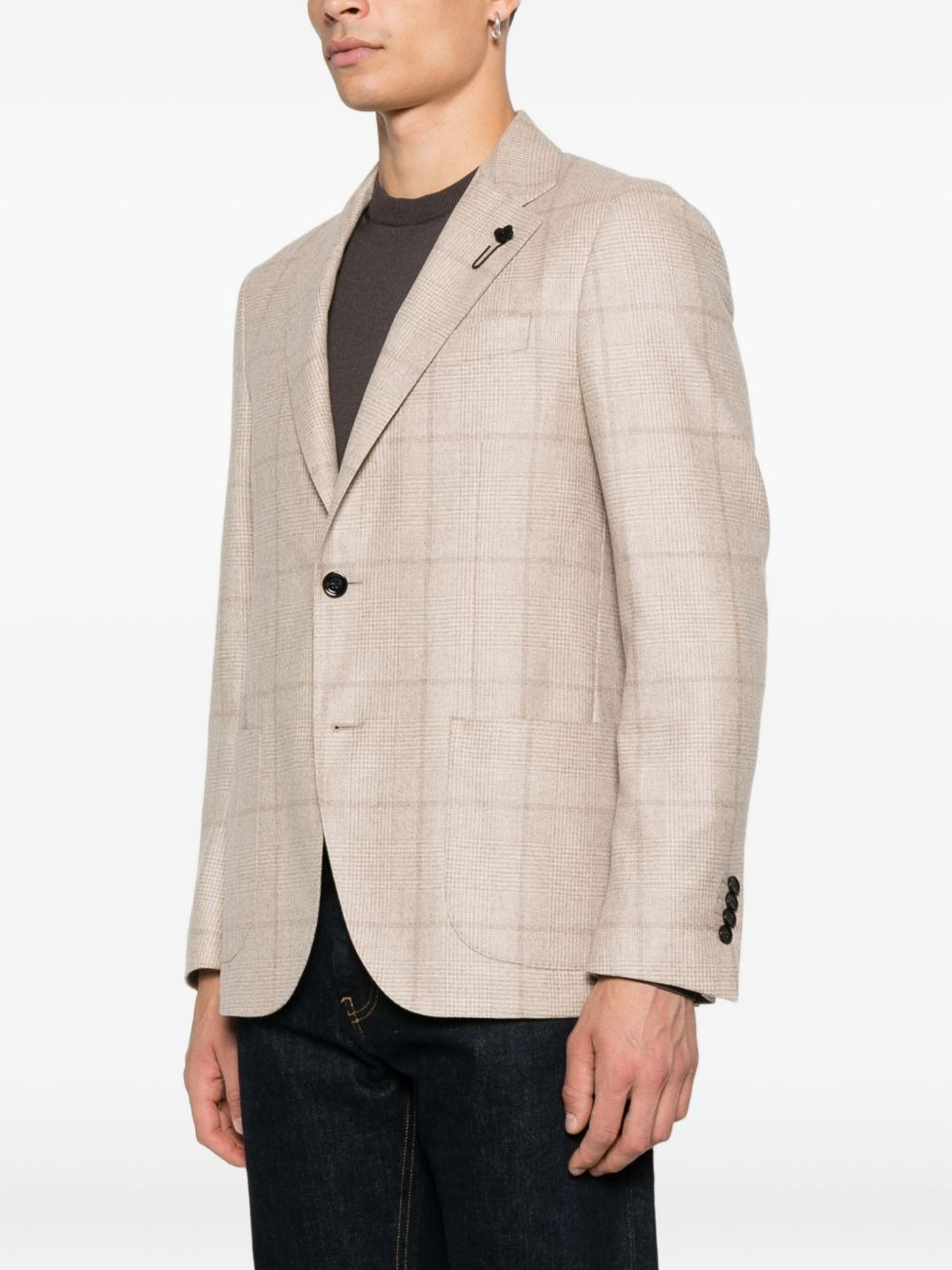 checked two-button jacket - 3