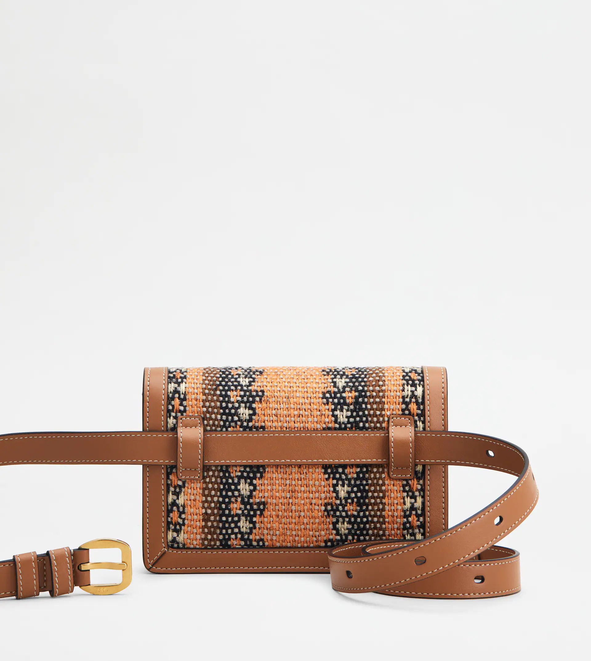 TIMELESS BELT BAG IN FABRIC AND LEATHER MICRO WITH METAL SHOULDER STRAP - BROWN, ORANGE, BEIGE - 4